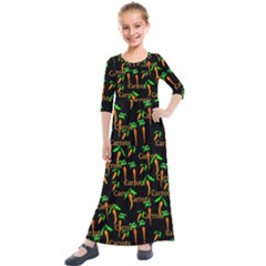 Carrots Pattern Kids  Quarter Sleeve Maxi Dress by bloomingvinedesign