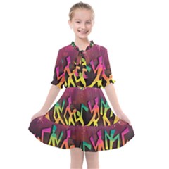 Dancing Colorful Disco Kids  All Frills Chiffon Dress by Bajindul