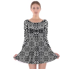 Fabric Geometric Shape Long Sleeve Skater Dress by HermanTelo