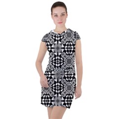 Fabric Geometric Shape Drawstring Hooded Dress by HermanTelo