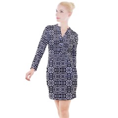 Fabric Geometric Shape Button Long Sleeve Dress by HermanTelo