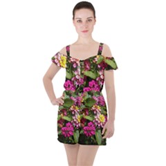 Summer Lantana W Bee Ruffle Cut Out Chiffon Playsuit by Riverwoman