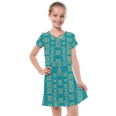 Rose Wreaths Decorative Floral Kids  Cross Web Dress by pepitasart