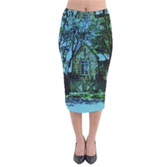 Hot Day In Dallas 8 Velvet Midi Pencil Skirt by bestdesignintheworld