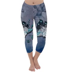 Sport, Surfboard With Flowers And Fish Capri Winter Leggings  by FantasyWorld7