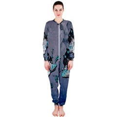 Sport, Surfboard With Flowers And Fish Onepiece Jumpsuit (ladies)  by FantasyWorld7