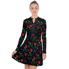 Strawberries Pattern Long Sleeve Panel Dress by bloomingvinedesign