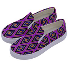 Colorful Diamonds Variation 4 Kids  Canvas Slip Ons by bloomingvinedesign