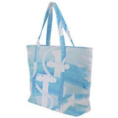 Anchor Watercolor Painting Blue Zip Up Canvas Bag by Sudhe