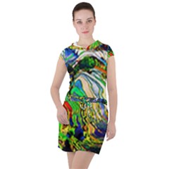 Artistic Nature Painting Drawstring Hooded Dress by Sudhe