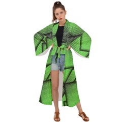 Binary Digitization Null Green Maxi Kimono by HermanTelo