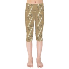 Gold Background 3d Kids  Capri Leggings  by Mariart