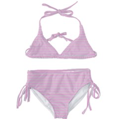 Pink Stripes Horizontal Kids  Classic Bikini Set by retrotoomoderndesigns