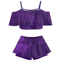 Purple Grunge Kids  Off Shoulder Skirt Bikini by retrotoomoderndesigns