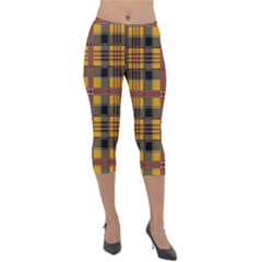 Plaid 5 Lightweight Velour Capri Leggings  by ArtworkByPatrick