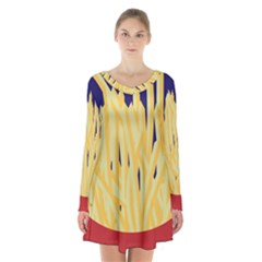 French Fries Potato Snacks Food Long Sleeve Velvet V-neck Dress by Simbadda