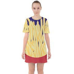 French Fries Potato Snacks Food Sixties Short Sleeve Mini Dress by Simbadda