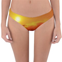 City Sun Clouds Smog Sky Yellow Reversible Hipster Bikini Bottoms by Simbadda