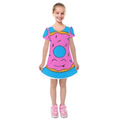 Donut Doughnut Dessert Clip Art Kids  Short Sleeve Velvet Dress by Simbadda