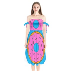 Donut Doughnut Dessert Clip Art Shoulder Tie Bardot Midi Dress by Simbadda