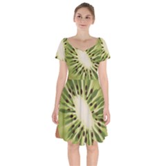 Kiwi Fruit Fresh Green Tasty Food Short Sleeve Bardot Dress by Simbadda