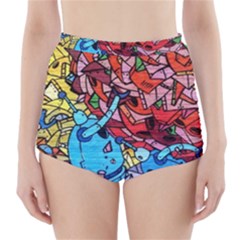 Graffiti Wall Mural Painting Arts High-waisted Bikini Bottoms by Simbadda