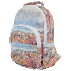 Architecture City Buildings River Rounded Multi Pocket Backpack by Simbadda