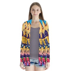 Graffiti Street Art Mountains Wall Drape Collar Cardigan by Simbadda