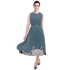 Cute Cats Round Neck Boho Dress by Valentinaart