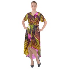 Coleus & Petunia Front Wrap High Low Dress by Riverwoman