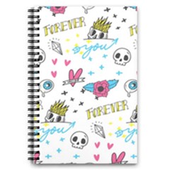 Emo Teens Doodle Seamless 5 5  X 8 5  Notebook by Vaneshart