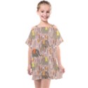 Cute Elephant Wild Flower Field Seamless Pattern Kids  One Piece Chiffon Dress View1