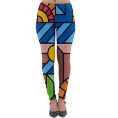 Colorful Geometric Mosaic Background Lightweight Velour Leggings by Vaneshart