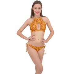 Honeycomb Cross Front Halter Bikini Set by retrotoomoderndesigns