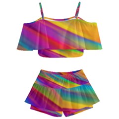 Rainbow Dreams Kids  Off Shoulder Skirt Bikini by retrotoomoderndesigns