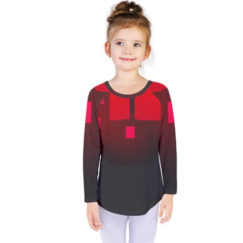 Light Neon City Buildings Sky Red Kids  Long Sleeve Tee by HermanTelo