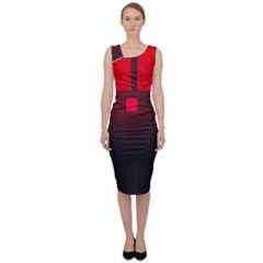 Light Neon City Buildings Sky Red Sleeveless Pencil Dress by HermanTelo