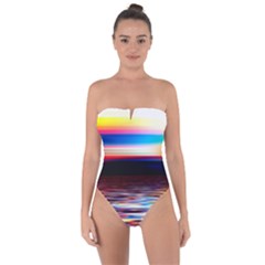 Lake Sea Water Wave Sunset Tie Back One Piece Swimsuit by HermanTelo