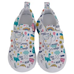 Colorful Doodle Animals Words Pattern Kids  Velcro No Lace Shoes by Vaneshart