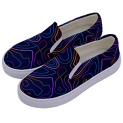 Topographic Colorful Contour Illustration Background Kids  Canvas Slip Ons by Vaneshart