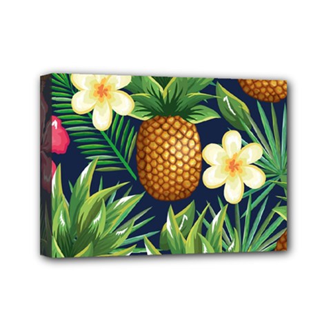 Tropical Pattern Pineapple Flowers Floral Fon Tropik Ananas Mini Canvas 7  X 5  (stretched) by Vaneshart