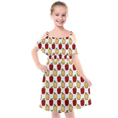 Apple Polkadots Kids  Cut Out Shoulders Chiffon Dress by bloomingvinedesign