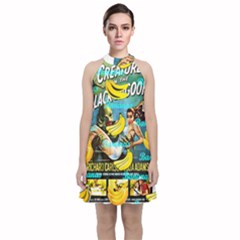 Creature From The Black Lagoon Bananas Velvet Halter Neckline Dress  by cypryanus