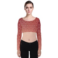 Red Gold Art Decor Velvet Long Sleeve Crop Top by HermanTelo