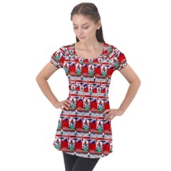 Flag Bermuda Puff Sleeve Tunic Top by ArtworkByPatrick