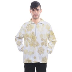 Christmas Gold Stars Snow Flakes  Men s Half Zip Pullover by Lullaby