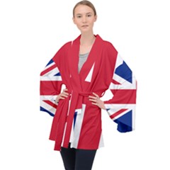 Uk Flag Long Sleeve Velvet Kimono  by FlagGallery