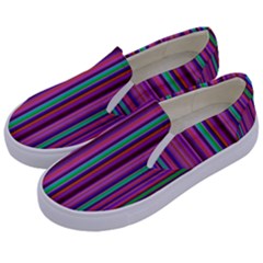 Stripes Wallpaper Texture Kids  Canvas Slip Ons by Simbadda