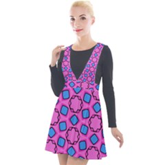 Pattern Pink Stars Texture Seamless Plunge Pinafore Velour Dress by Simbadda