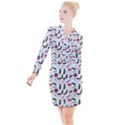 Christmas Background Button Long Sleeve Dress View1